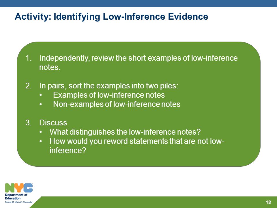 Activity: Identifying Low-Inference Evidence