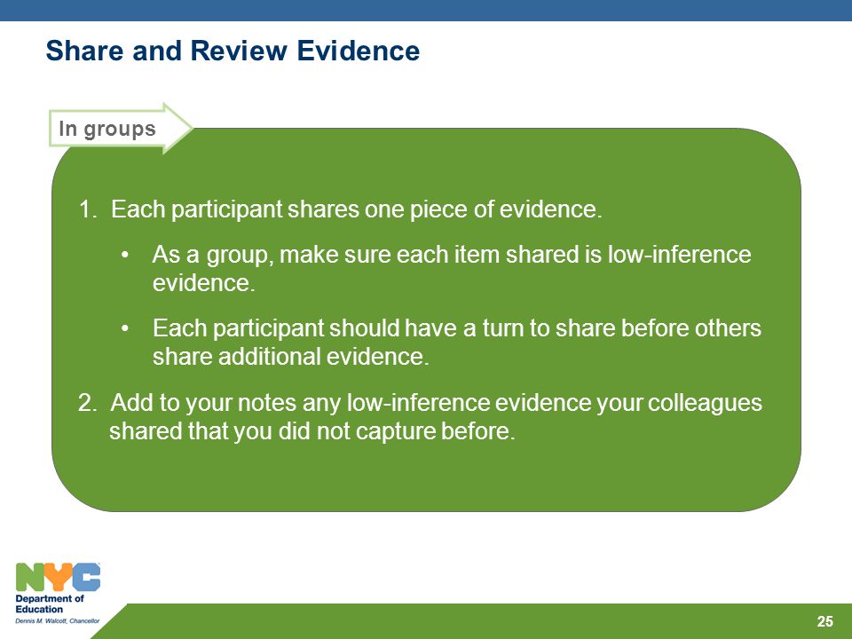 Share and Review Evidence