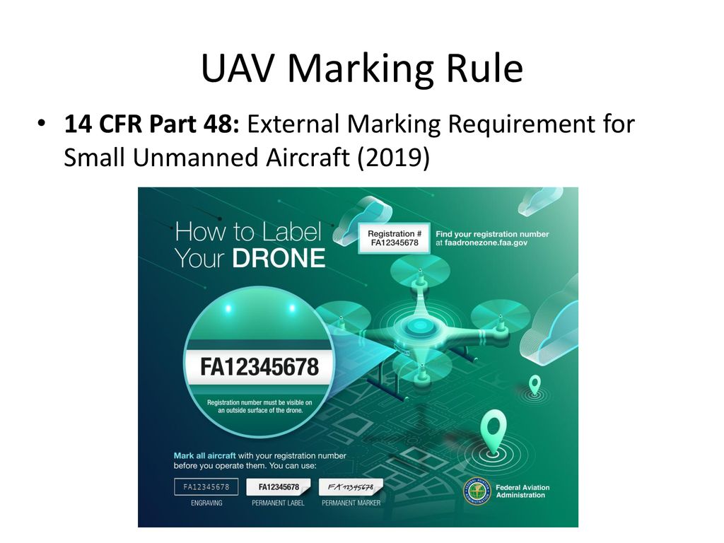UAV Marking Rule 14 CFR Part 48: External Marking Requirement for Small Unmanned Aircraft (2019)