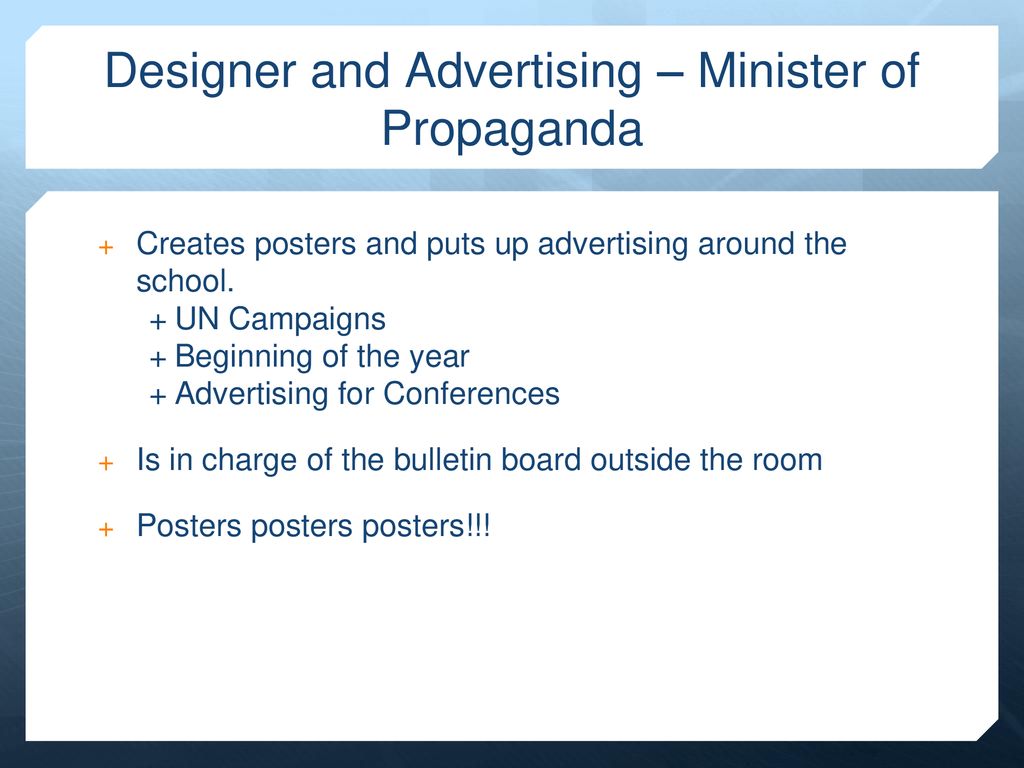 Designer and Advertising – Minister of Propaganda