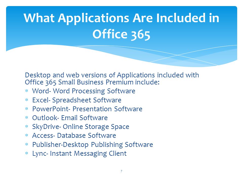 What applications are included in Office?