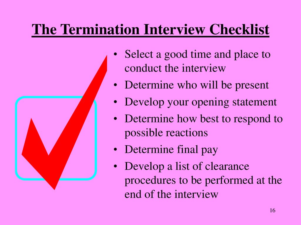 The Termination Interview Checklist