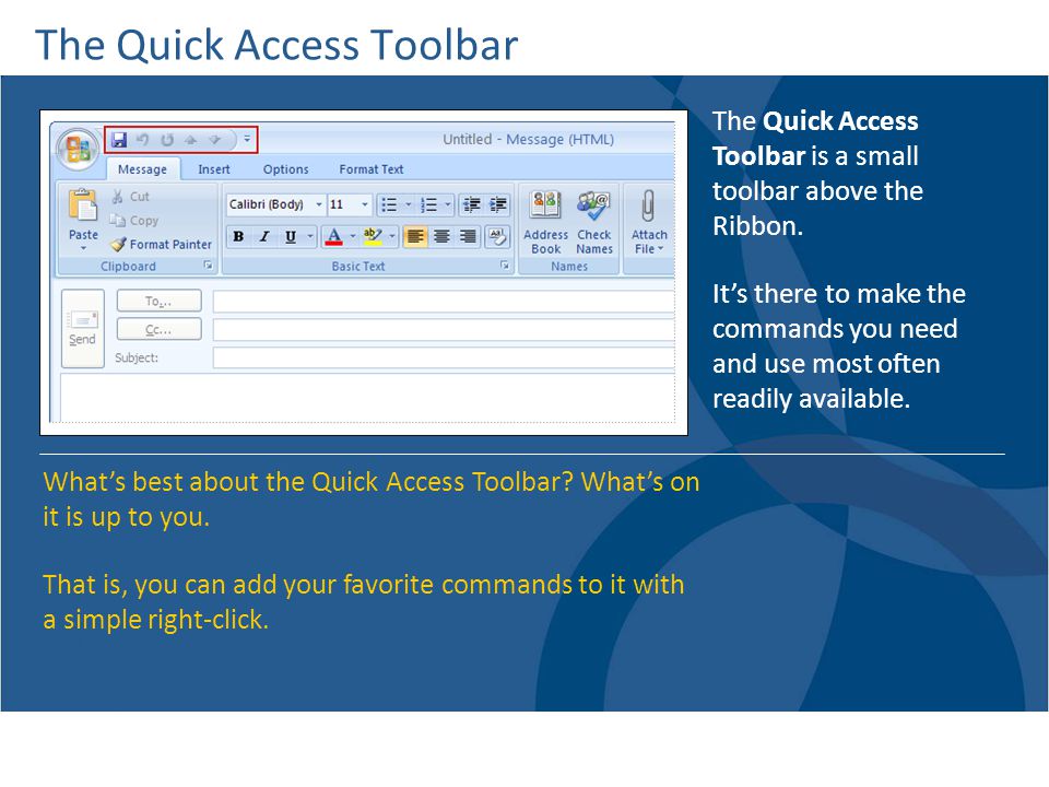 The Quick Access Toolbar