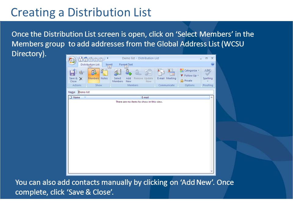 Creating a Distribution List