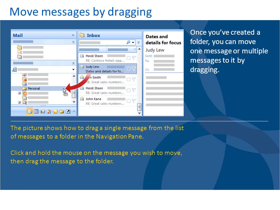 Move messages by dragging