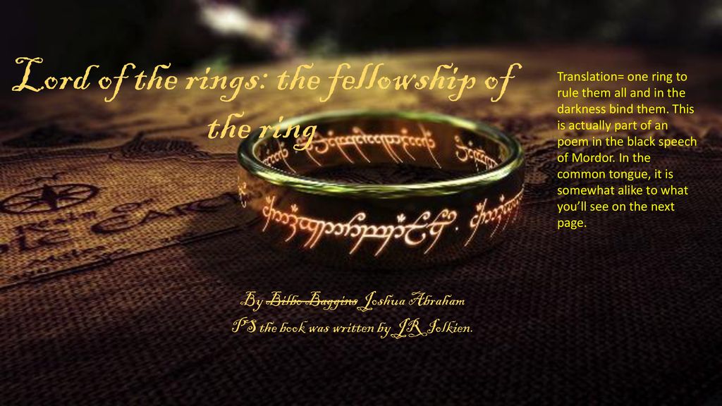 verwennen Ik wil niet zuiger Lord of the rings: the fellowship of the ring - ppt download