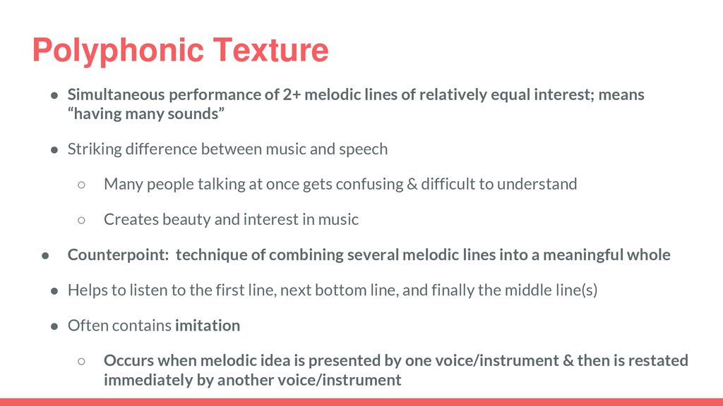 Musical Texture 9 12 16 Part 1 Section Ppt Download