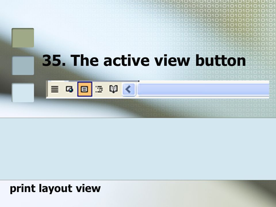 35. The active view button print layout view