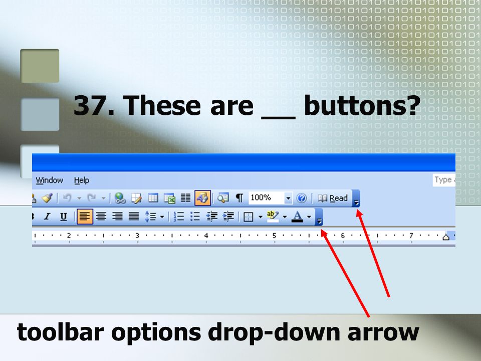 toolbar options drop-down arrow