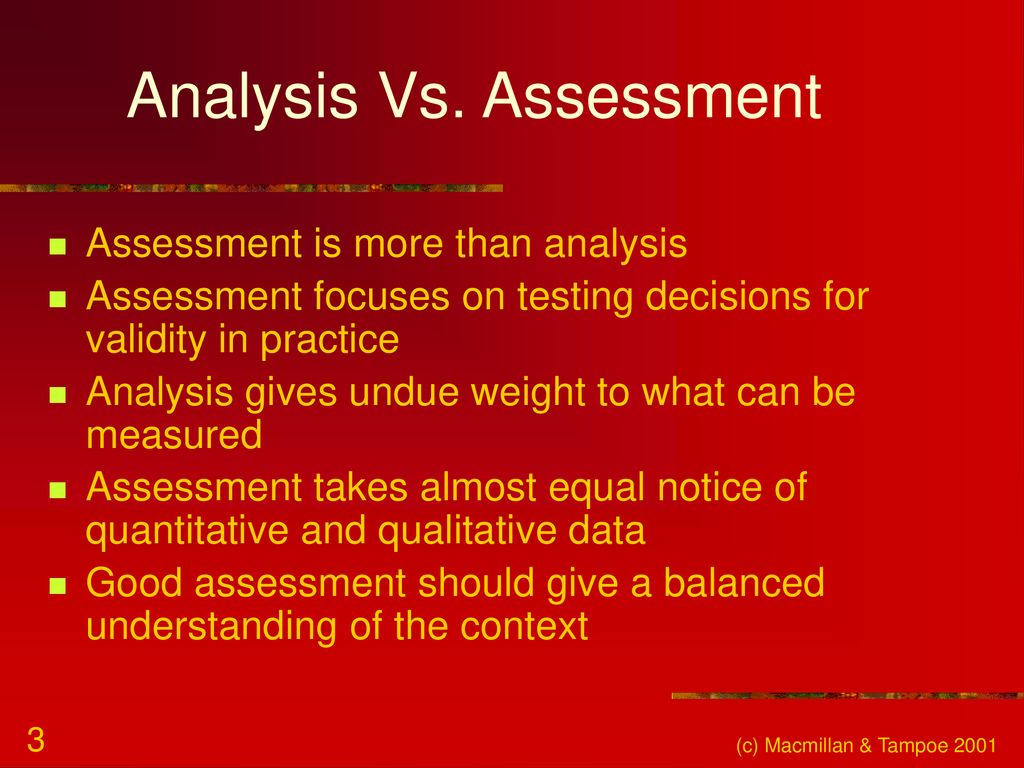 analysis vs assessment in research