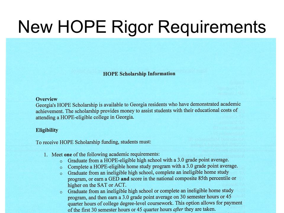New HOPE Rigor Requirements