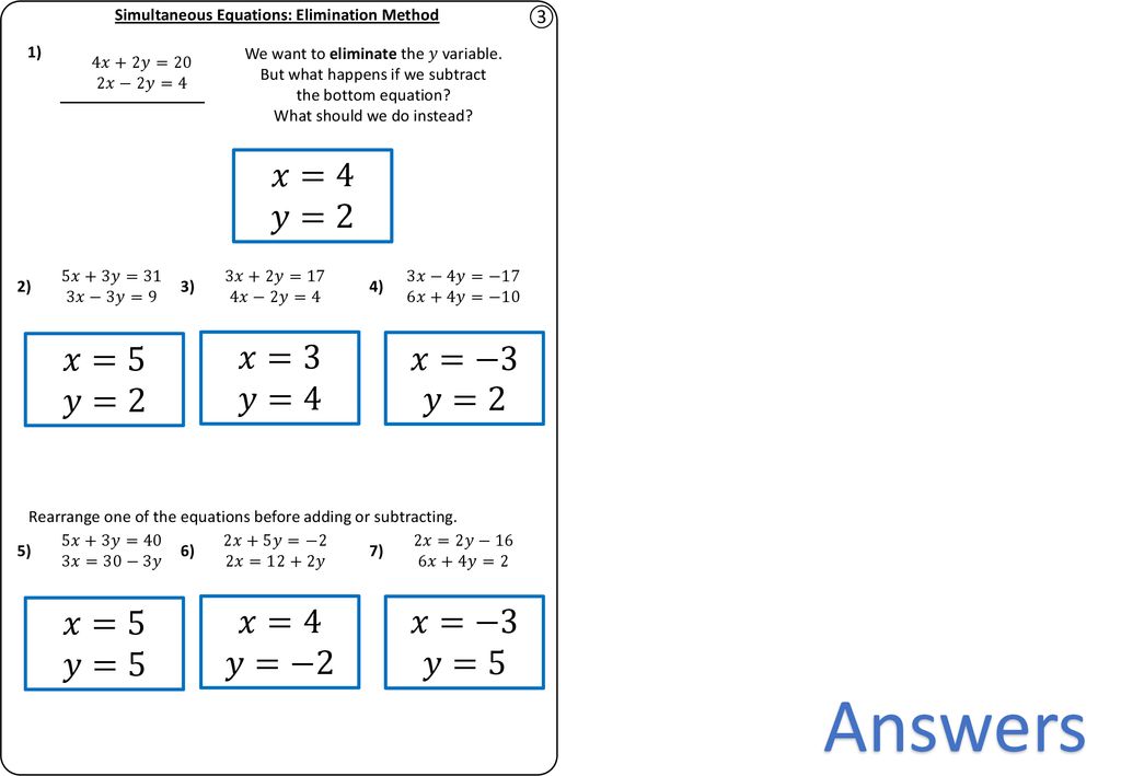 Simultaneous Equations Elimination Complete Lesson Ppt Download