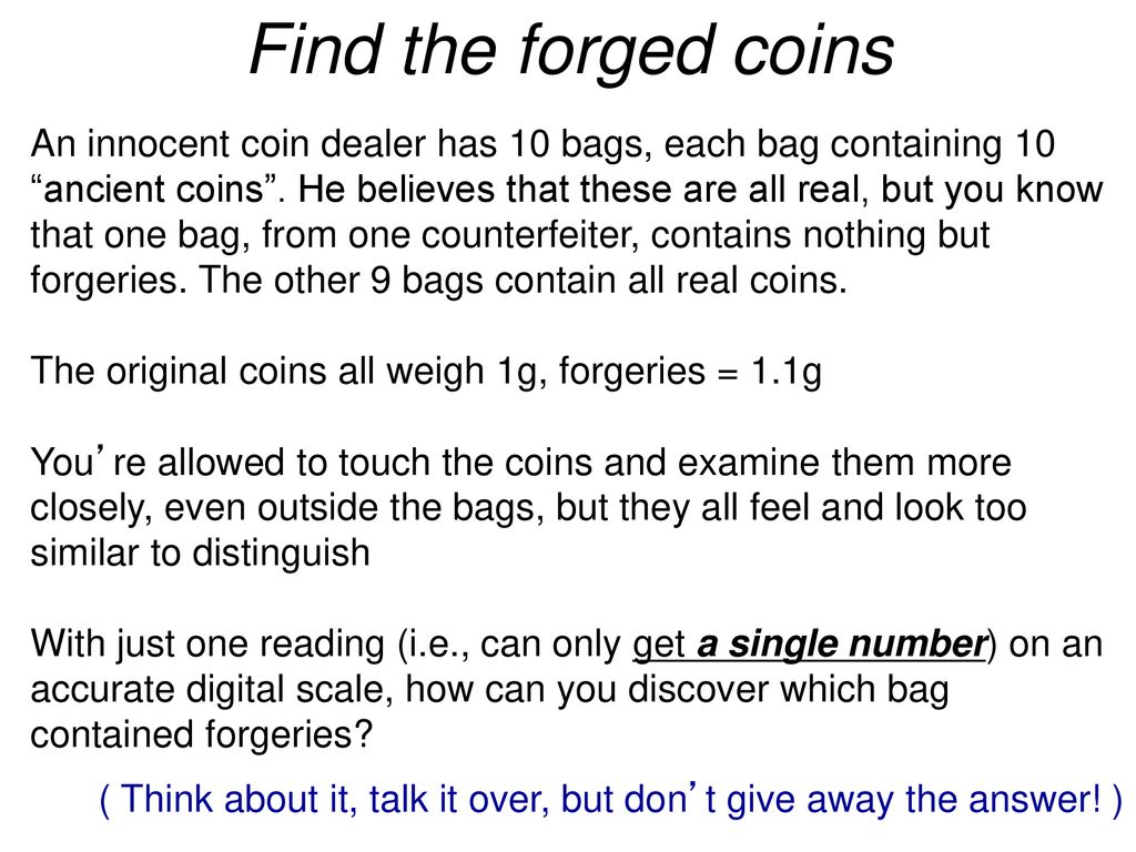 Find the forged coins