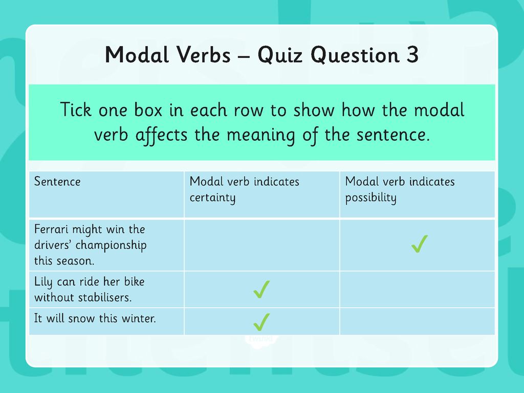 Modal Verbs – Quiz Question 3