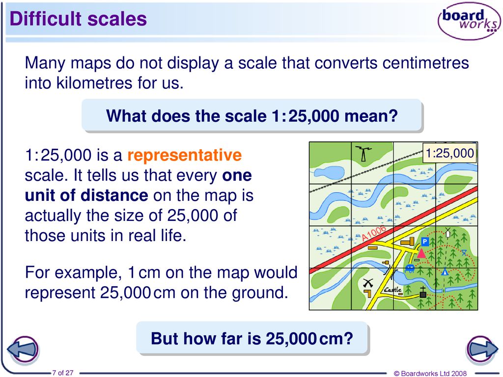 What does 1 25000 mean on a map scale?