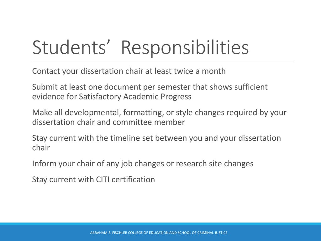 dissertation chair responsibilities