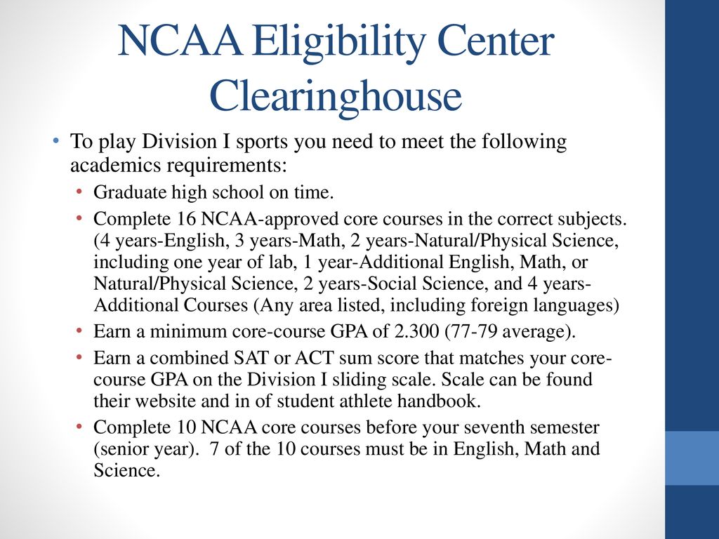 Welcome To The 8th Grade Sports Informational Orientation Ppt Download   NCAA Eligibility Center Clearinghouse 