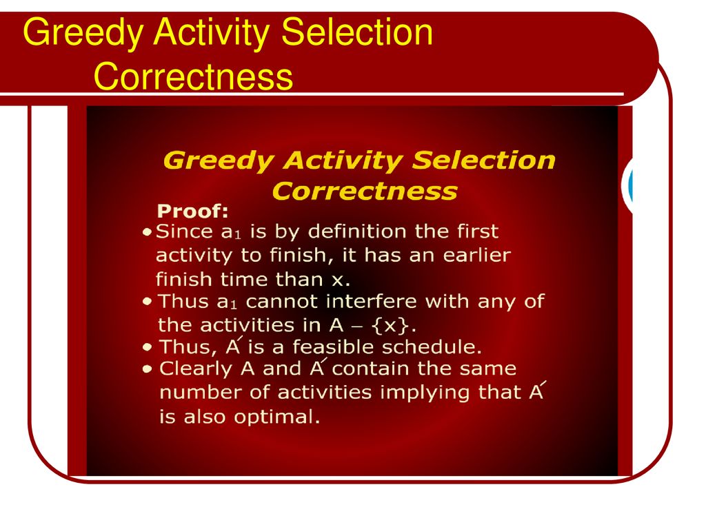 Greedy Activity Selection Correctness