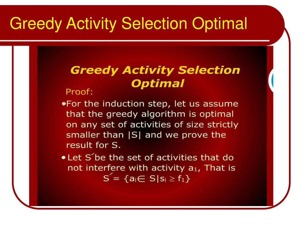 Greedy Activity Selection Optimal