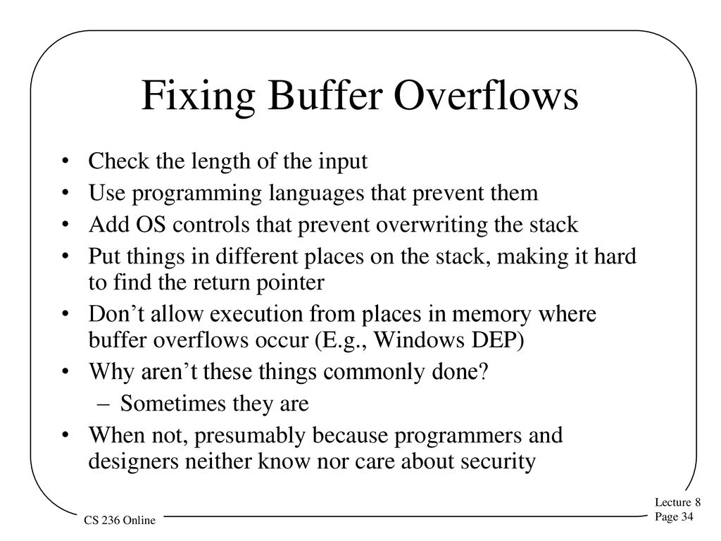 Outline Introduction Memory protection Buffer overflows - ppt download