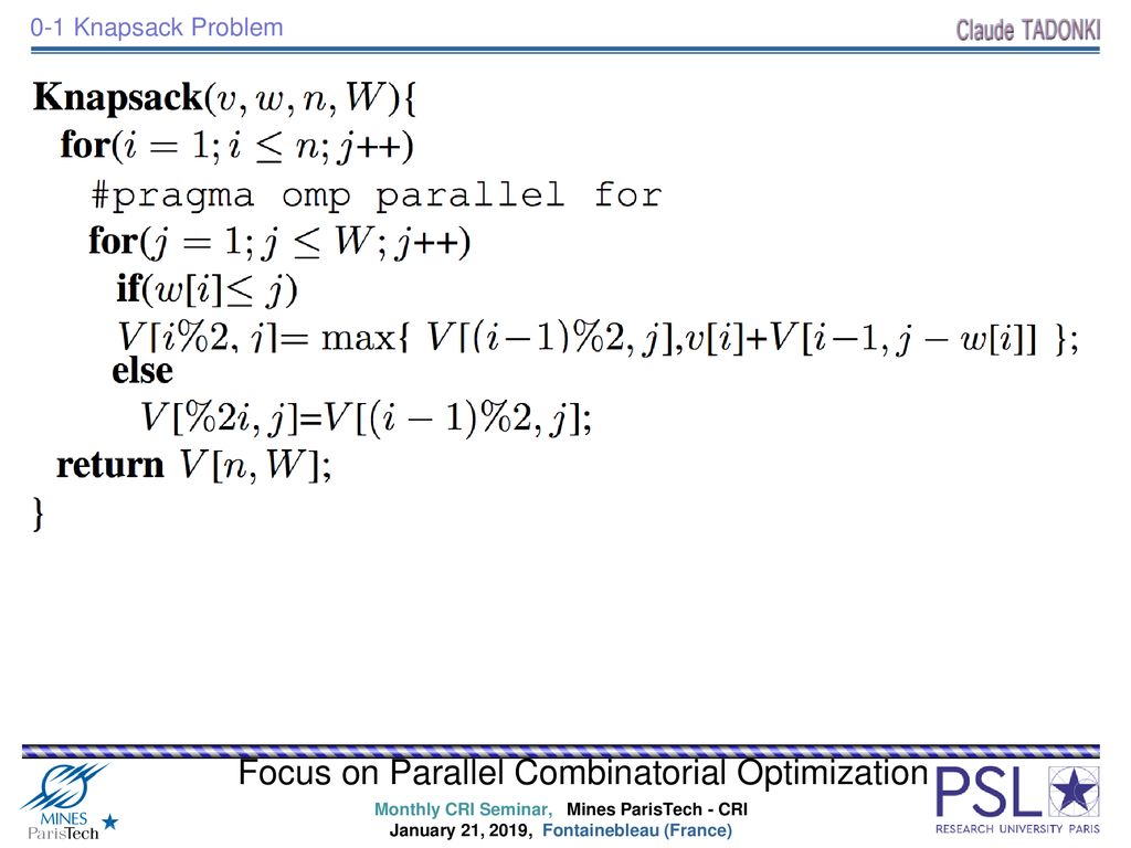 Focus on Parallel Combinatorial Optimization - ppt download