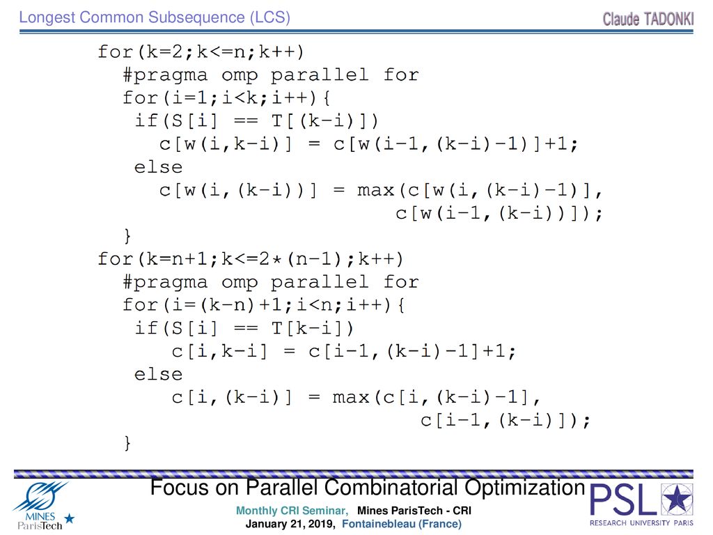 Focus on Parallel Combinatorial Optimization - ppt download