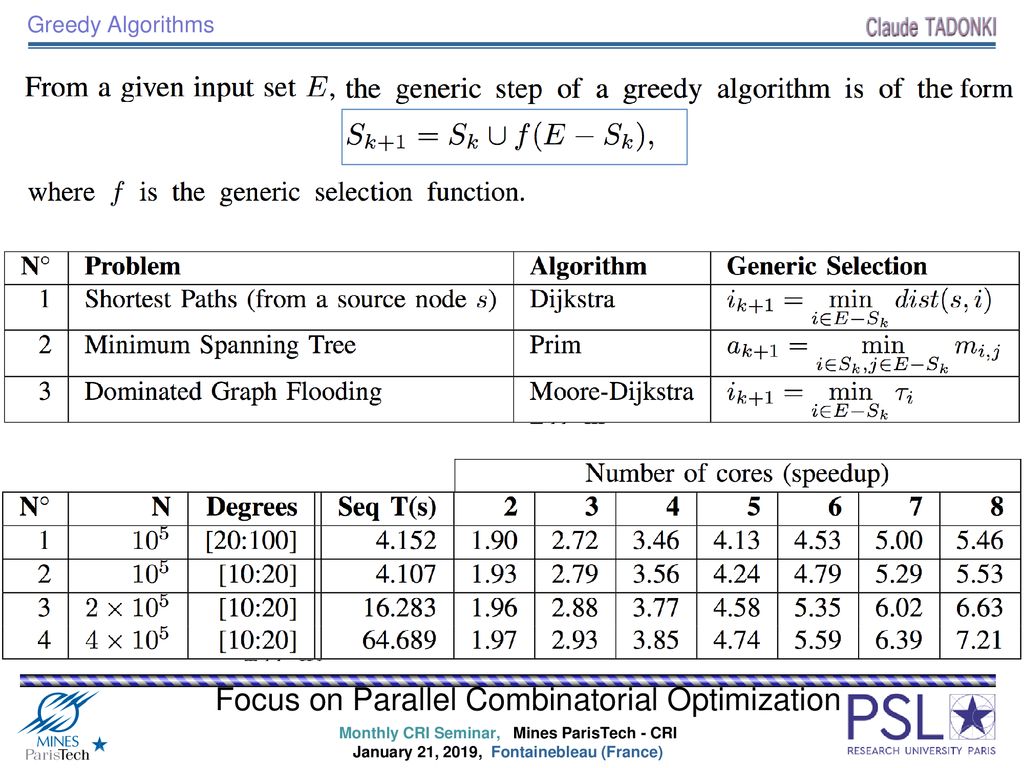 Focus on Parallel Combinatorial Optimization - ppt download