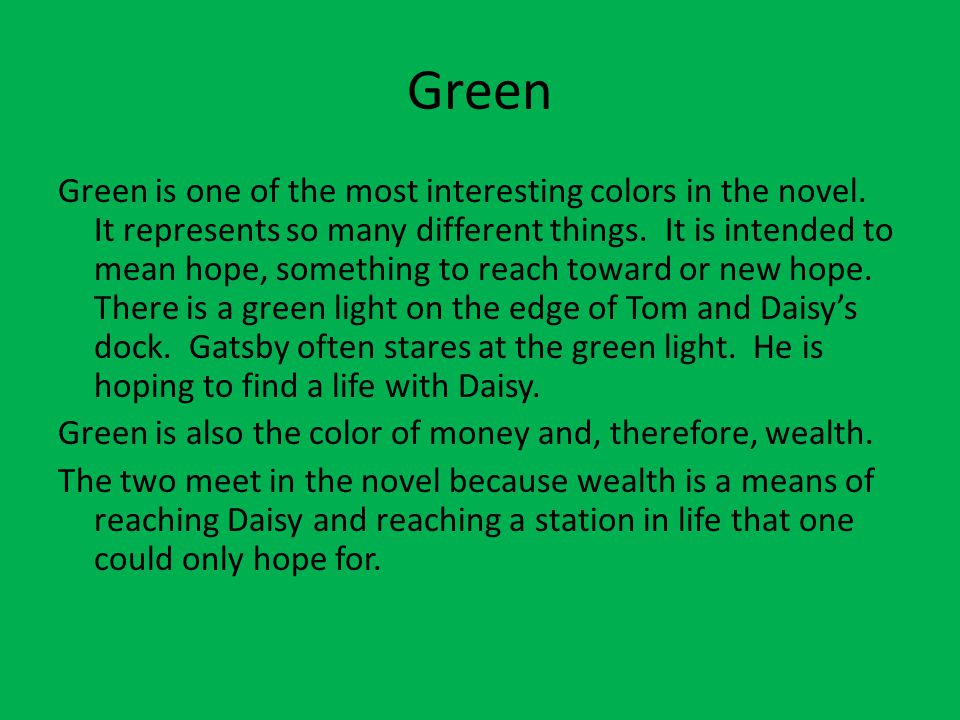 for gatsby the green light is a symbol for