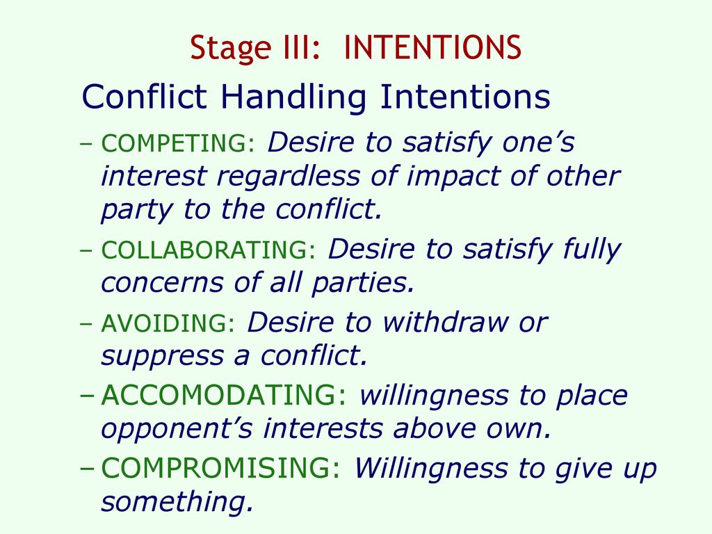 Conflict Handling Intentions