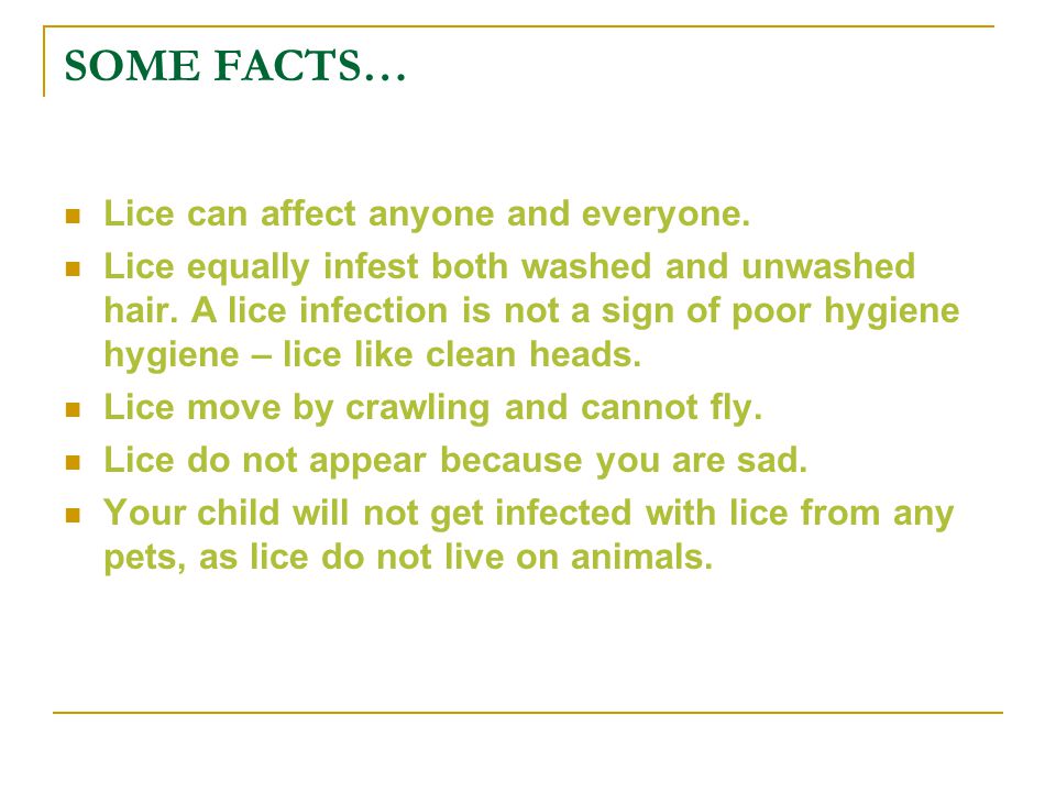 SOME FACTS… Lice can affect anyone and everyone.