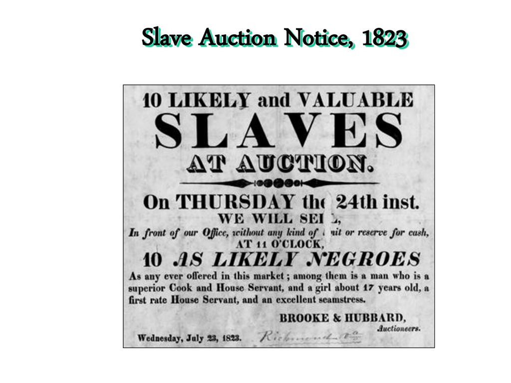 Slave Auction Notice, 1823
