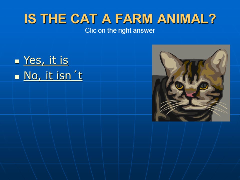 IS THE CAT A FARM ANIMAL Clic on the right answer