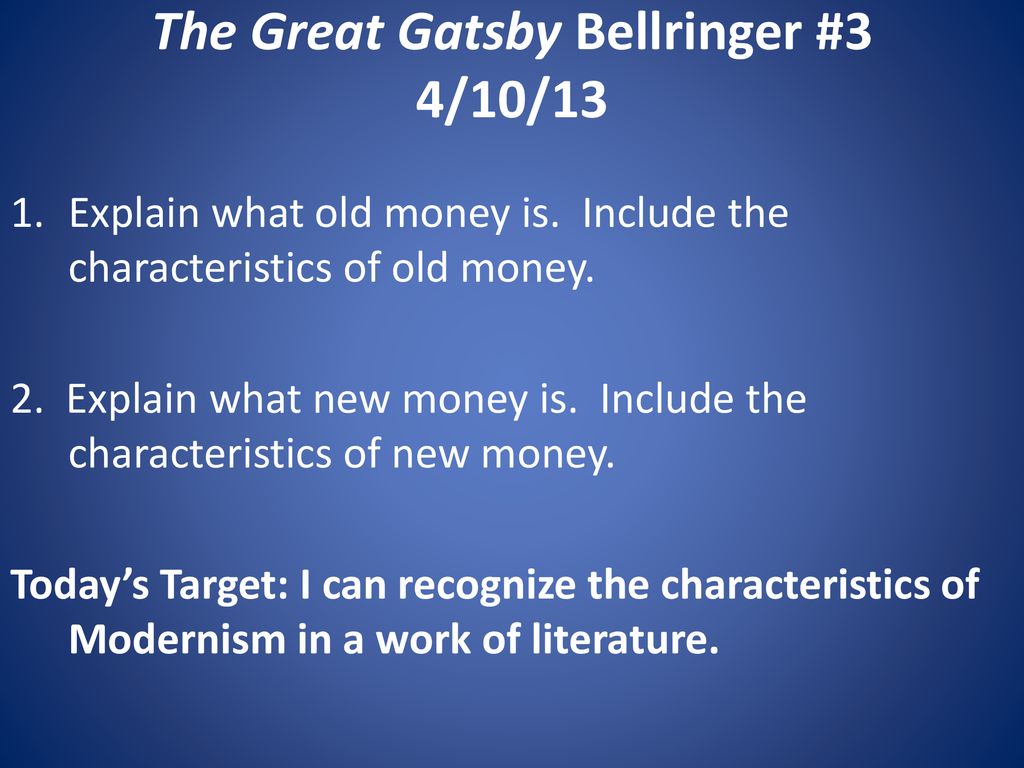 The Great Gatsby Bellringer #3 4/10/13