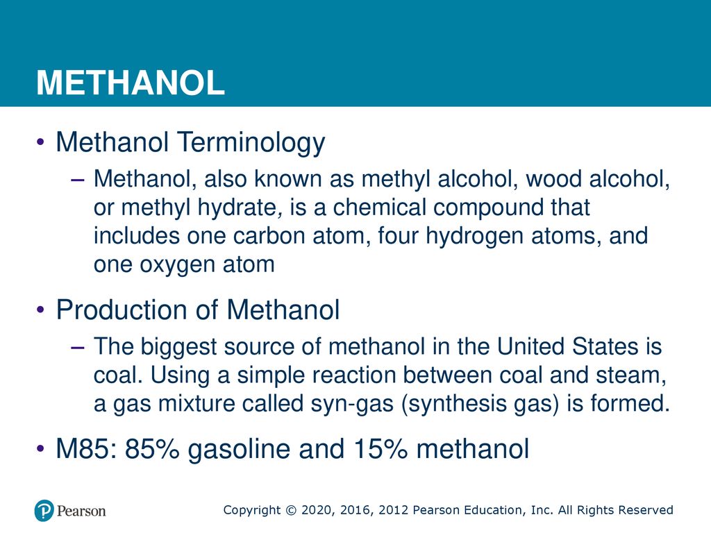 METHANOL Methanol Terminology Production of Methanol
