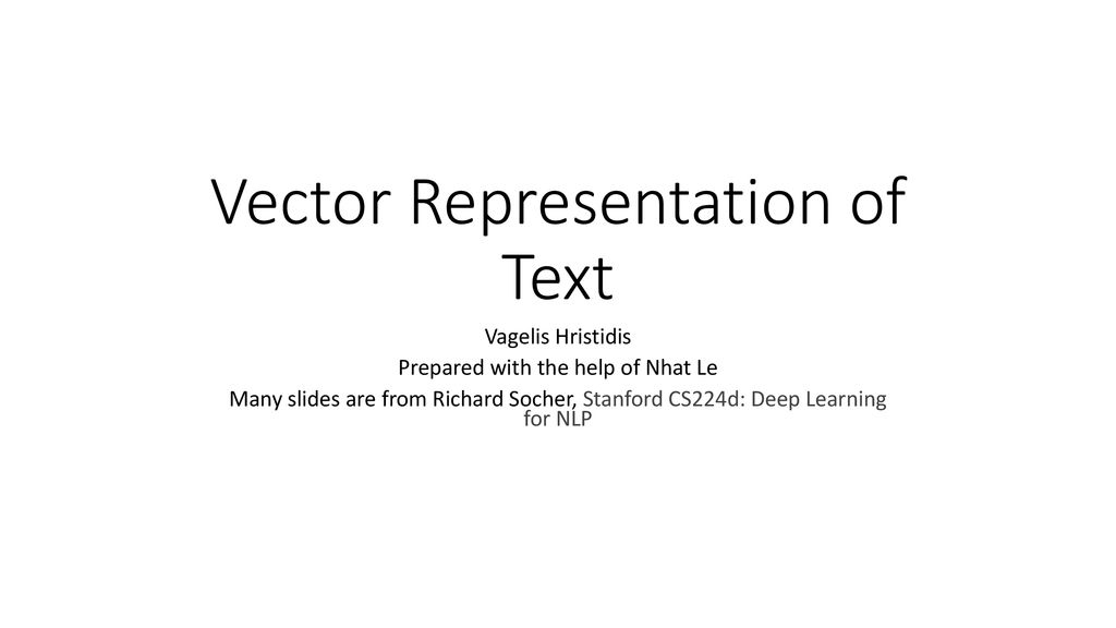 Vector Representation Of Text - Ppt Download