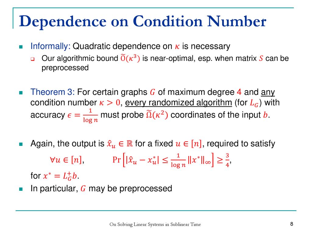 On Solving Linear Systems In Sublinear Time Ppt Download
