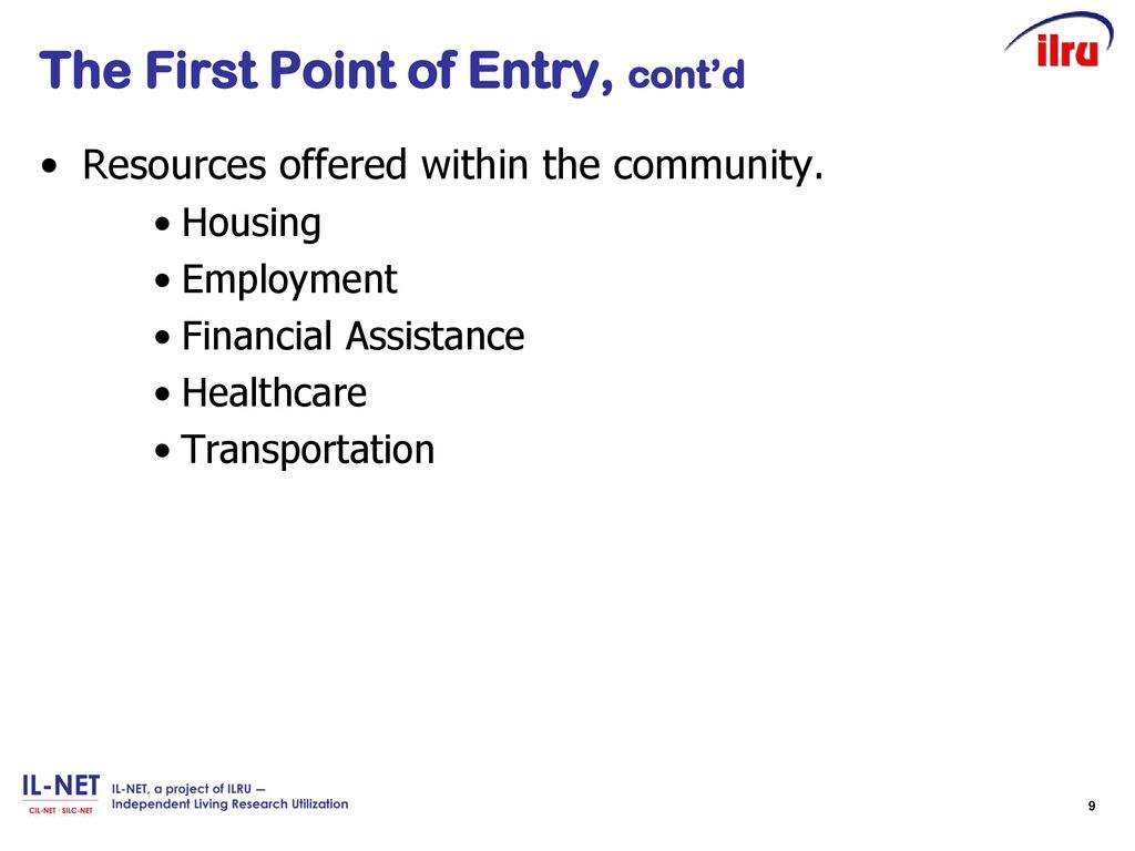 The First Point of Entry, cont’d