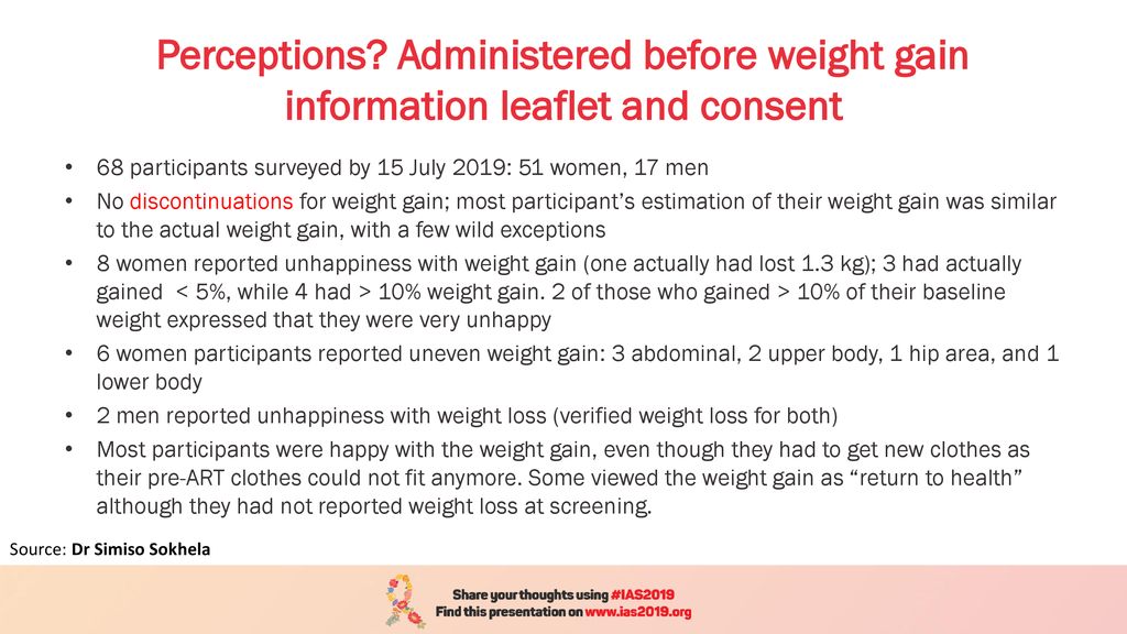 Perceptions Administered before weight gain information leaflet and consent