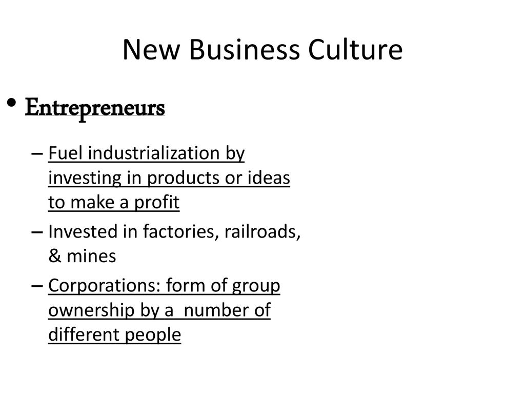 Entrepreneurs New Business Culture