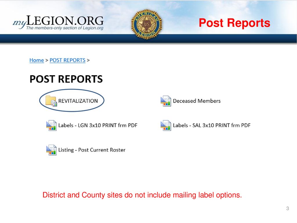 District and County sites do not include mailing label options.