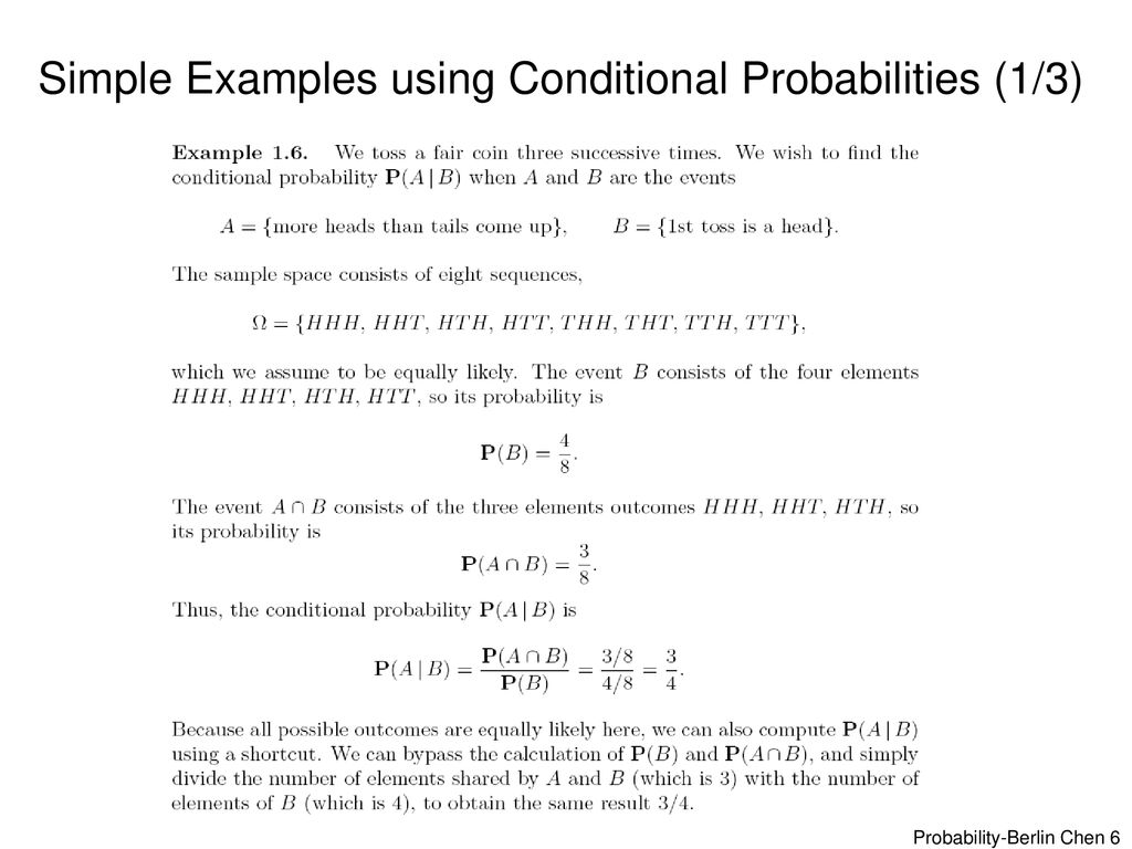 Simple Examples using Conditional Probabilities (1/3)