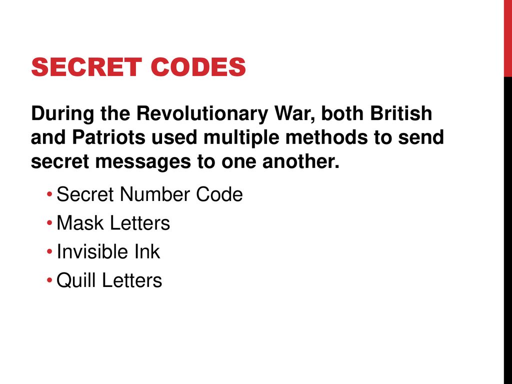 Battle Spy Codes of the Revolutionary War