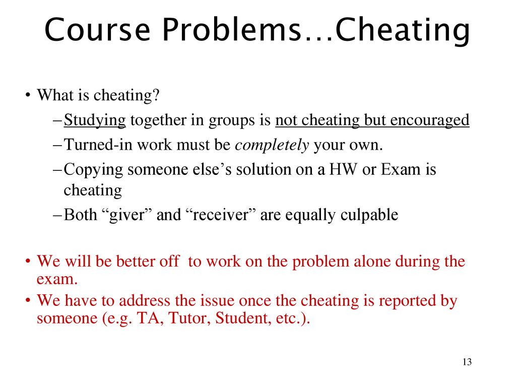 Course Problems…Cheating