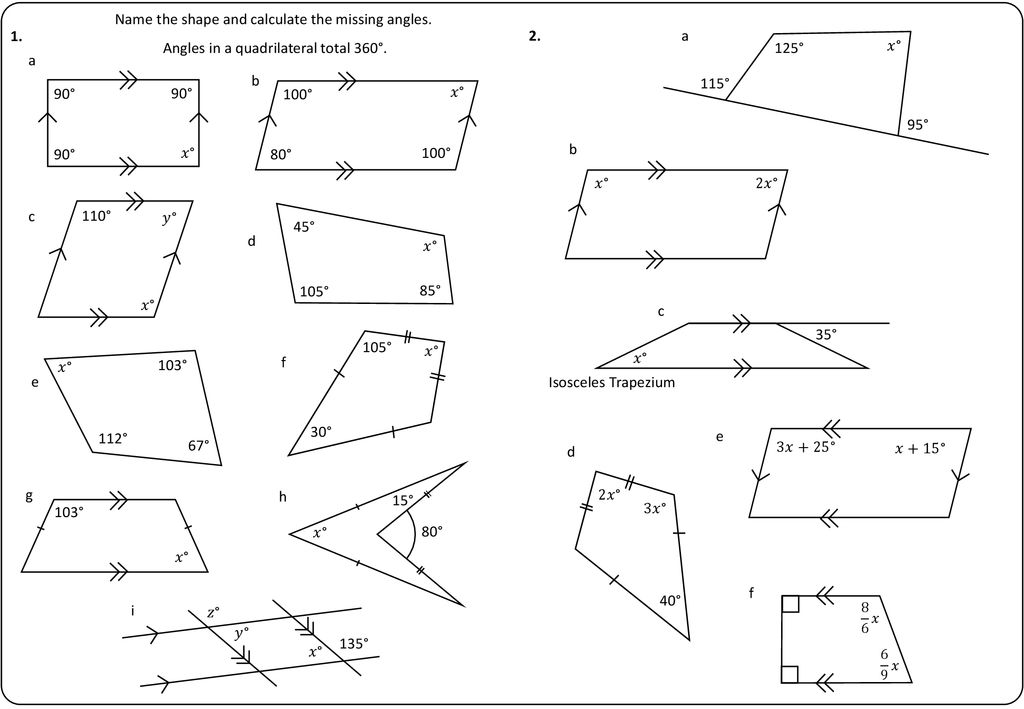 Angles Special Quadrilaterals Worksheet A Ppt Download