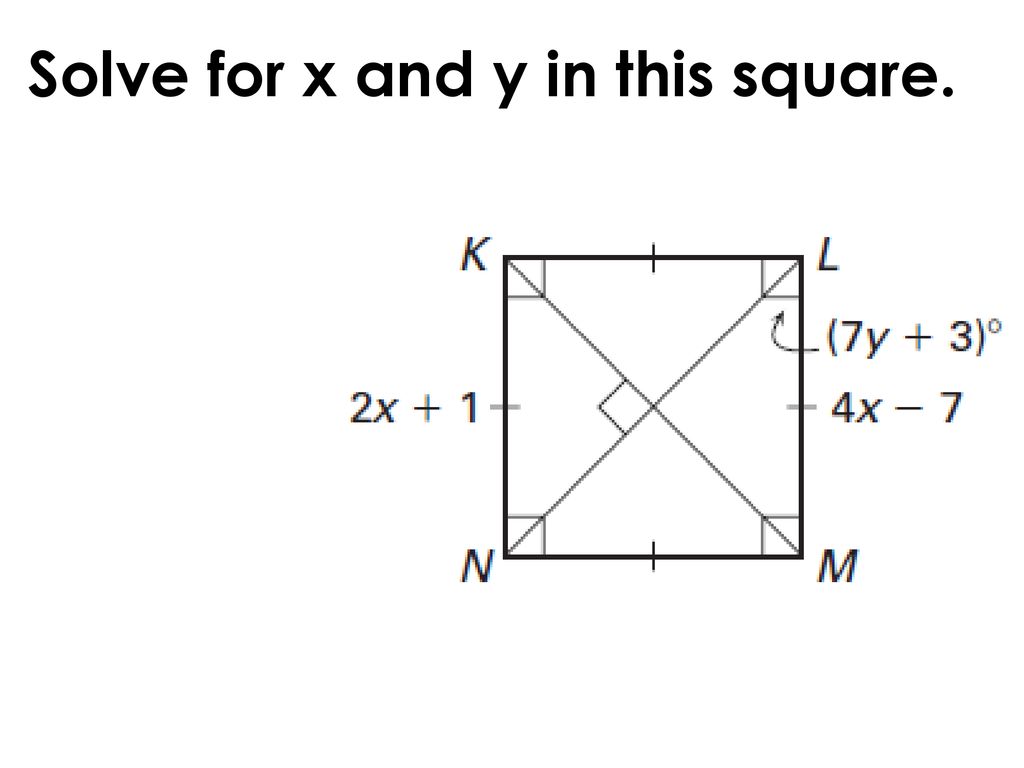 Solve for x and y in this square.