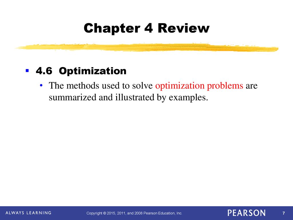 Chapter 4 Review 4.6 Optimization