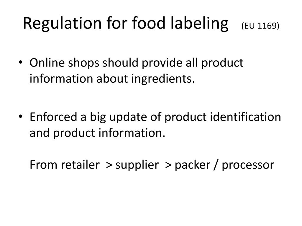 Regulation for food labeling (EU 1169)