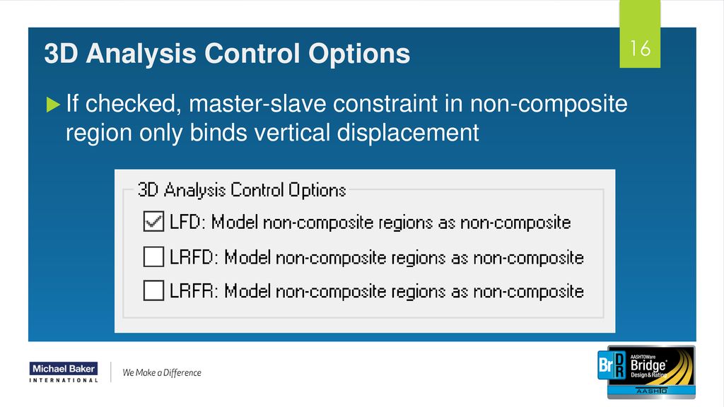 3D Analysis Control Options