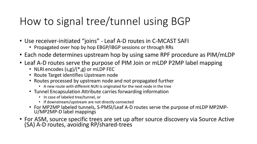 How to signal tree/tunnel using BGP