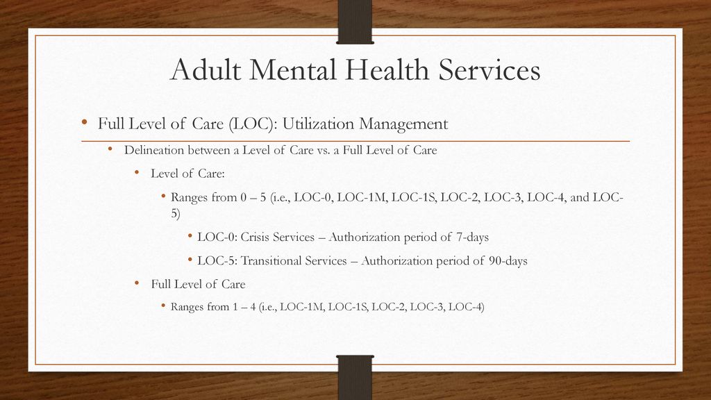 Adult Mental Health Services